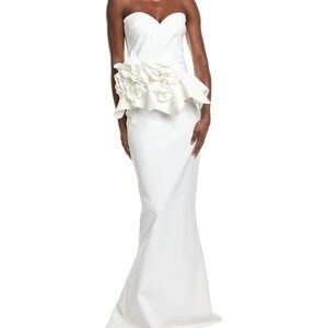 Chiara Boni La Petite Robe Edenissima Peplum Gown Size 6 White Evening Gown